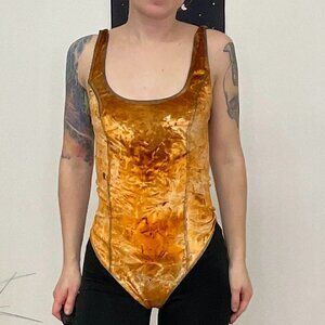Wilfred Free Velvet Thong Tank Bodysuit Sleeveless Size S Orange